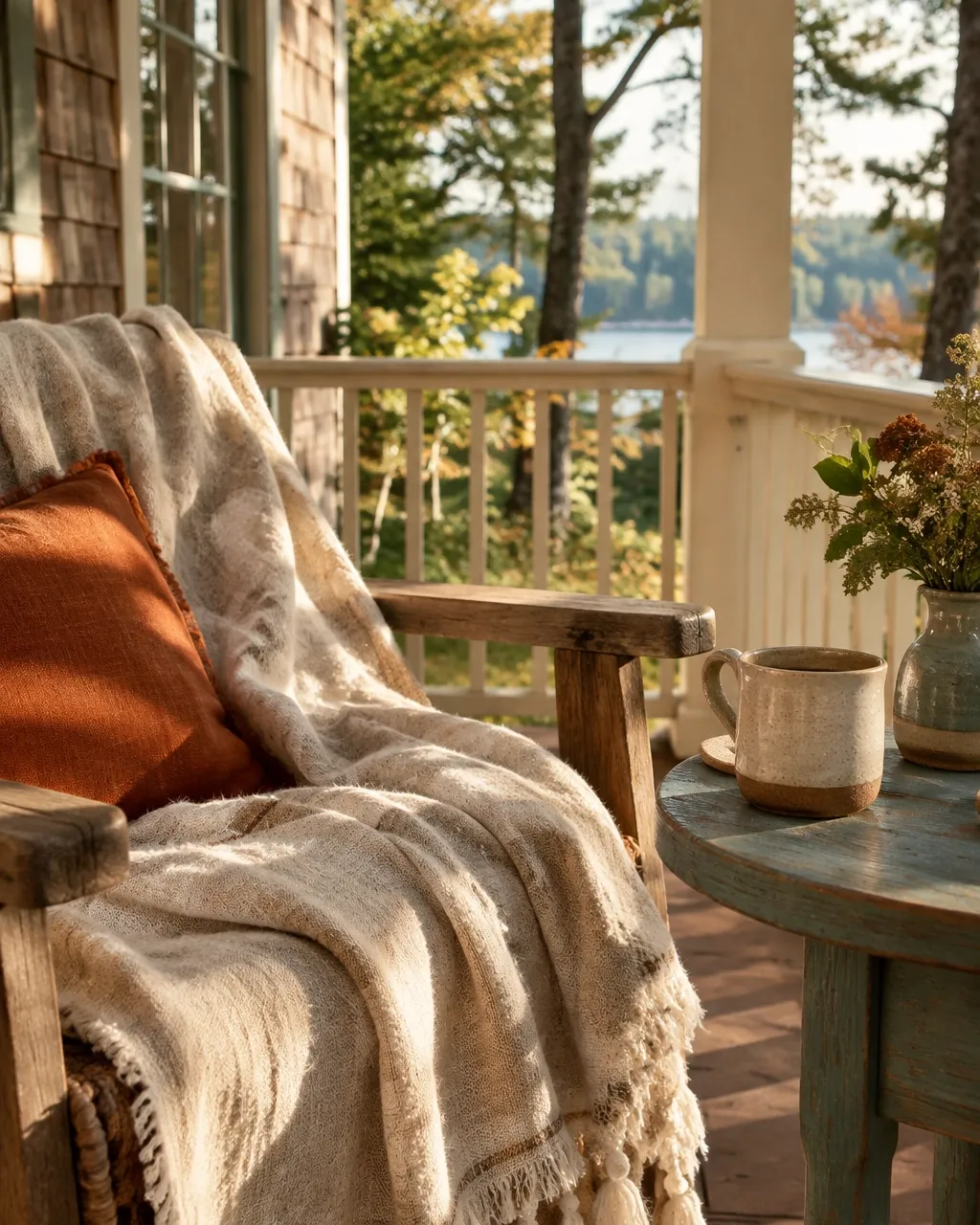 A welcoming cottage porch ready for a guest arrival